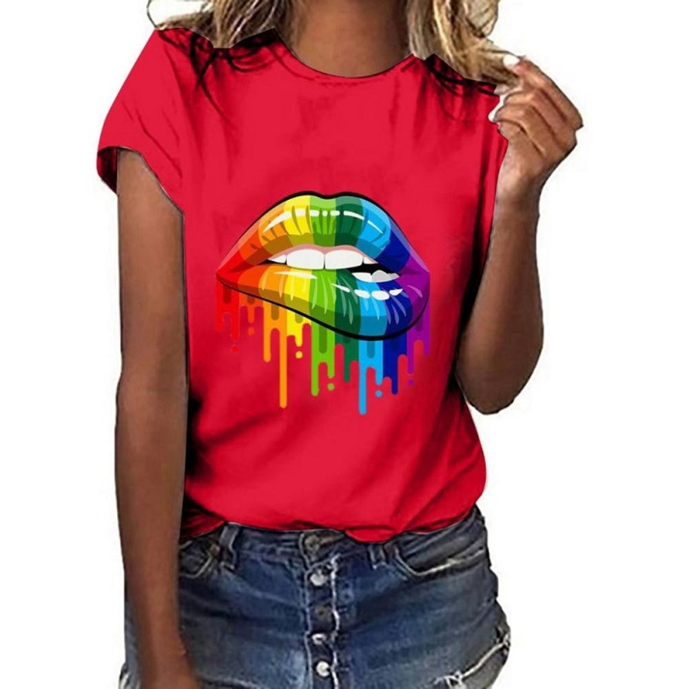 Lips Gesture Print T shirt Branded Wear For Less